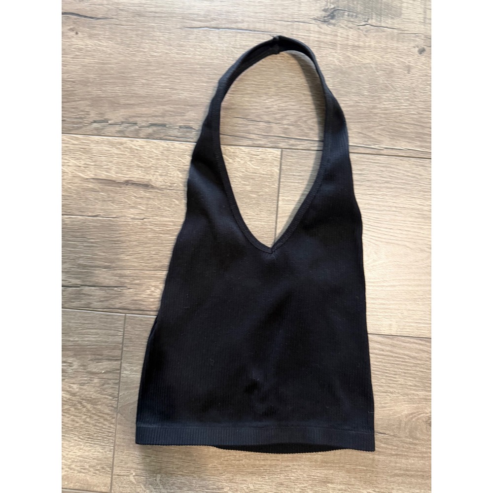 Out From Under Urban Outfitters Black Ribbed Halter Top OB809192 Small